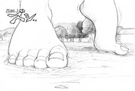 drawing giantess feet monochrome barefoot standing english trees bakugeki_no_g giant_sparring_disciple_vs._teacher jay-bug planet_(bakugeki_no_g)