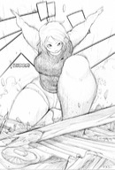 giantess manga comic monochrome huge_breasts short_hair foot_crush english landing bakugeki_no_g giant_sparring_disciple_vs._teacher jay-bug planet_(bakugeki_no_g)