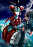 drawing giantess color final_fantasy knight giantesses aeon bug sandy insect final_fantasy_x cosmic_giantess vuni magus_sisters dogu mantis summon konekonoarashi