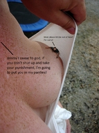 breasts nipples collage cleavage unknown_artist shrunken_man freckles dialogue source_needed between_breasts incest