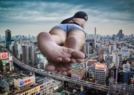 giantess feet city destruction dark_skin smoke