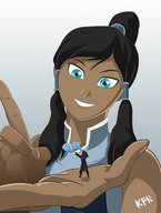 drawing giantess size_difference color teasing looking_down korra looking_at_tiny on_palm legend_of_korra amon kisparlius