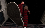 shoes low_angle sneakers looking_up night sky point_of_view raised_foot knee_socks stars perspective digital_render jamesmason0 squelched