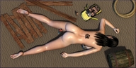 giantess nude butt barefoot brunette unknown_artist back vehicles downward_angle digital_render