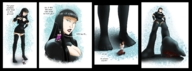 drawing crush panties upskirt cleavage blood foot_crush shrunken_woman shrunken_man under_foot point_of_view thigh_highs panels spokle lily_of_darkness proxy
