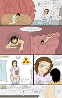 drawing color long_hair glasses brunette heart toilet shrunken_man science inside_view bathroom postvore inside_stomach experiment burp dialogue intestines moebius labcoat