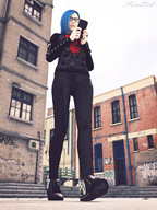 crush city clothed buildings blue_hair walking unaware shrunken_man streets sneakers under_foot stuck_to_foot sorenzer0 digital_render preoccupied