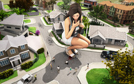 giantess crush shoes blood brunette kneeling foot_crush walking unaware houses under_foot neighborhood spectators cracked_pavement sorenzer0 digital_render my_bad sorry