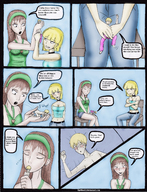 drawing color long_hair handheld girlfriend brunette kissing spank shrunken_man spanking undressing dialogue boyfriend