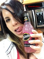 giantess mouth finger brunette hand giantess_katelyn shrunken_man manicure licking_lips looking_at_viewer lemonade