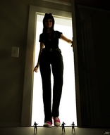 ash shrunken_man looking_down sneakers tinies doorway looking_at_tiny digital_render jamesmason0 welcome_home