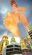 breasts crush nude city mega soles final_fantasy red_hair foot_crush under_foot point_of_view lightning looking_at_tiny kujikumo