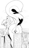drawing giantess nude pussy furry city mega monochrome butt unknown_artist bending_over skyscraper squirrel