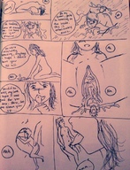 drawing insertion nude pussy monochrome long_hair cum licking handheld shrunken_man open_mouth inside_view dialogue inside_pussy on_tongue supervicki23