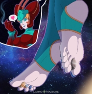drawing giantess feet space color toes final_fantasy planets between_toes sandy final_fantasy_x cosmic_giantess latiro stirrups