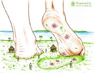 giantess crush feet mega ocean soles blood foot_crush dragonesslife village dirty palm_trees stuck_to_foot seashore no_background grass_huts