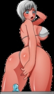 breasts drawing giantess white_hair mega color butt swimsuit blue_eyes bob ginormica short_hair unknown_artist monster monsters_vs_aliens source_needed no_background susan_murphy blob