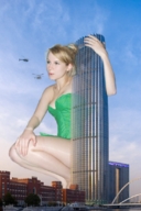 breasts giantess collage city mega blonde water buildings helicopter kneeling tinkerbell crouching sky disney hair_bun bare_legs zboczony