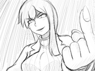 drawing micro monochrome grin shrunken_man sketch lisa fingernails on_finger looking_at_tiny bumblebambi