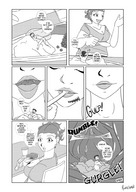 drawing vore manga comic monochrome lips unaware shrunken_man entrapment food mukatkikaarn stomach_view
