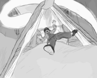 giantess panties monochrome shrunken_man falling dropping_in dropped panty_entrapment open_panties