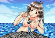 breasts drawing gentle giantess nude color water ocean finger island sky undressing looking_at_tiny muffyma