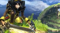 giantess black_hair sword gloves boots mountains cape cliff adventurer fire_emblem looking_at_tiny digital_render lucina scabbard super_smash_bros.