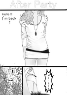 comic monochrome nylons unaware shrunken_woman pot miniskirt gonzo110393 after_party