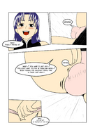 drawing comic black_hair color futanari story neon_genesis_evangelion shrunken_man black_dress looking_at_victim panty_entrapment
