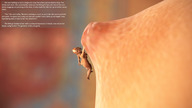 breasts nipples giantess blonde story gloves shrunken_woman breast_play captions hanging_on digital_render illyris lfcfan