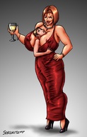 drawing small_man size_difference cleavage high_heels huge_breasts domination dress amazon trapped wine victim looking_at_tiny sorenutz007