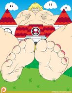 drawing giantess blonde color princess_peach soles princess huge_breasts castle nintendo videogame