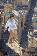 giantess collage city shoes brunette smiling walking streets vehicles between_buildings ser-gts