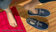 feet barefoot shoes shadow pedicure floor rug trapped_inside digital_render giantess-erodreams2 capris