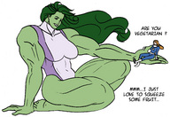 drawing gentle mega handheld green_hair muscles fantastic_four leotard no_background green_skin she-hulk invisible_woman marvel_comics susan_storm