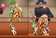 breasts drawing nipples nude color shrinking anime green_hair code_geass shrunken_woman teasing looking_down cage feeding magic bunny_girl c.c. jitensha pizza kallen_kozuki bunny_women rivalz_cardemonde