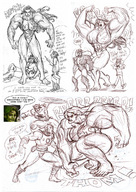 drawing growth mega cleavage muscles fighting sketch ripped_clothing leotard iron_man captain_america titania she-hulk marvel_comics
