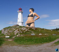 giantess collage swimsuit lighthouse hands_on_hips ser-gts