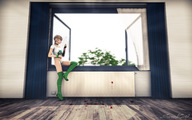 panties blonde handheld blood indoors knee_highs sorenzer0 looking_at_tiny digital_render