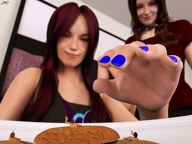 shrunken_men hand cookies manicure imminent_vore looking_at_tiny digital_render jamesmason0 refreshments