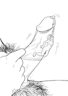 breasts drawing nude monochrome cum penis pubic_hair condom shrunken_woman trapped jitensha alexandra huge_penis no_background in_condom