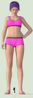 barefoot purple_hair underwear short_hair navel hand legs belly shrunken_man looking_down looking_up no_background digital_render bald