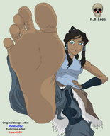 drawing color barefoot looking_down avatar point_of_view raised_foot korra imminent_crush looking_at_tiny