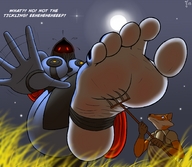 drawing giantess toes barefoot cleavage soles red_eyes blue_skin looking_down captions point_of_view ankles looking_at_tiny sorceress zp92 abriika