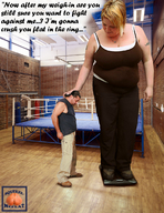 collage small_man size_difference mini_giantess squeezemeflat gym wrestling_ring weigh_in