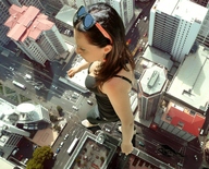 giantess collage city destruction cleavage buildings walking sunglasses vehicles aerial_view earrings foot_prints