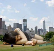 giantess collage city sleeping skirt park hand mudmarox