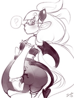 drawing tail wings size_difference monochrome butt glasses unaware shrunken_man sheela stuck_to_butt dungeon_fighter_online dfo talulah_may