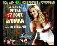 collage city blonde handheld cleavage buildings vehicles white_dress looking_at_viewer reese_witherspoon attack_of_the_50_foot_woman