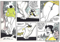 drawing panties feet comic monochrome black_hair butt toes barefoot story mini_giantess legs walking unaware running giantesses jumping earrings ankle